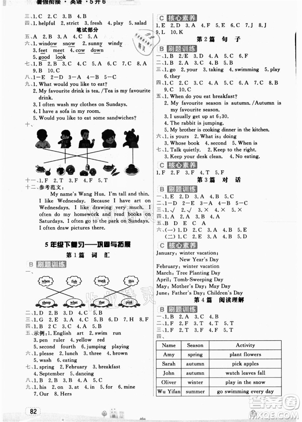 寧波出版社2021名師派暑假銜接5升6年級英語答案