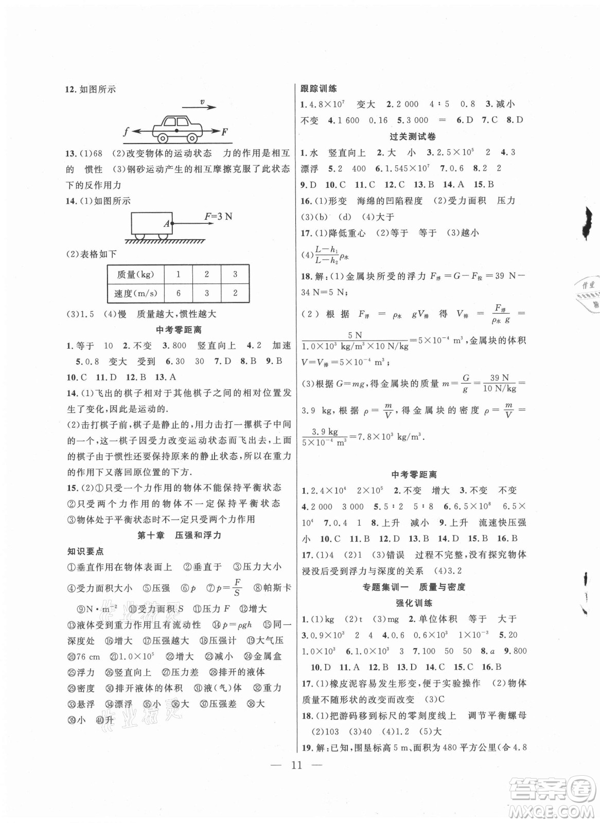 合肥工業(yè)大學(xué)出版社2021暑假總動員八年級物理蘇科版答案