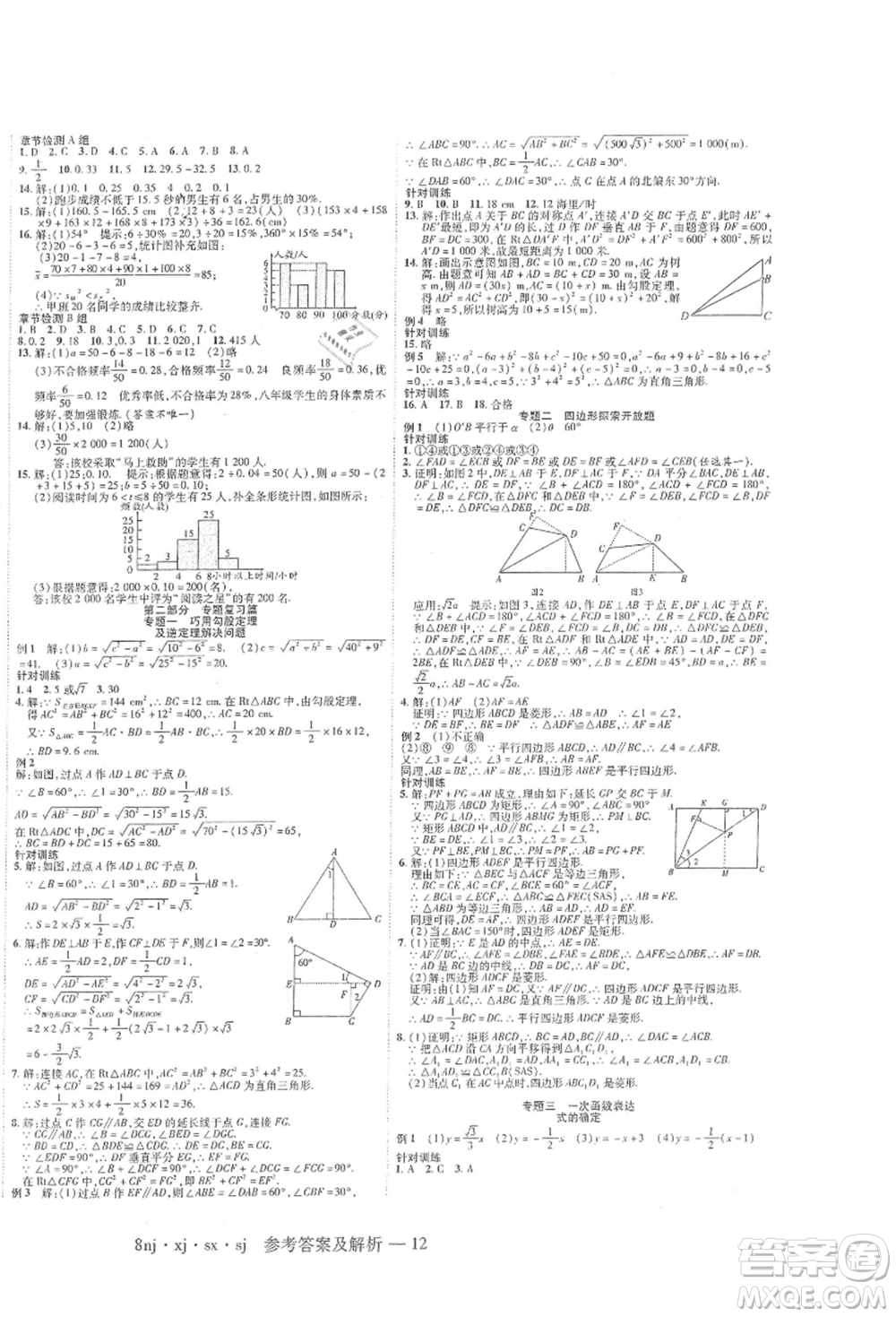 湖南科學(xué)技術(shù)出版社2021U計(jì)劃八年級(jí)數(shù)學(xué)湘教版參考答案
