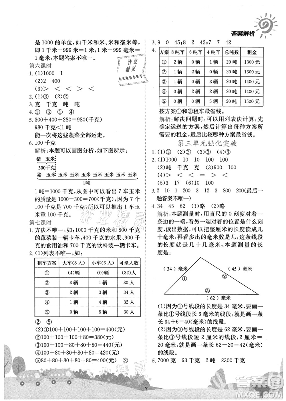 龍門書局2021黃岡小狀元作業(yè)本三年級(jí)數(shù)學(xué)上冊(cè)R人教版廣東專版答案