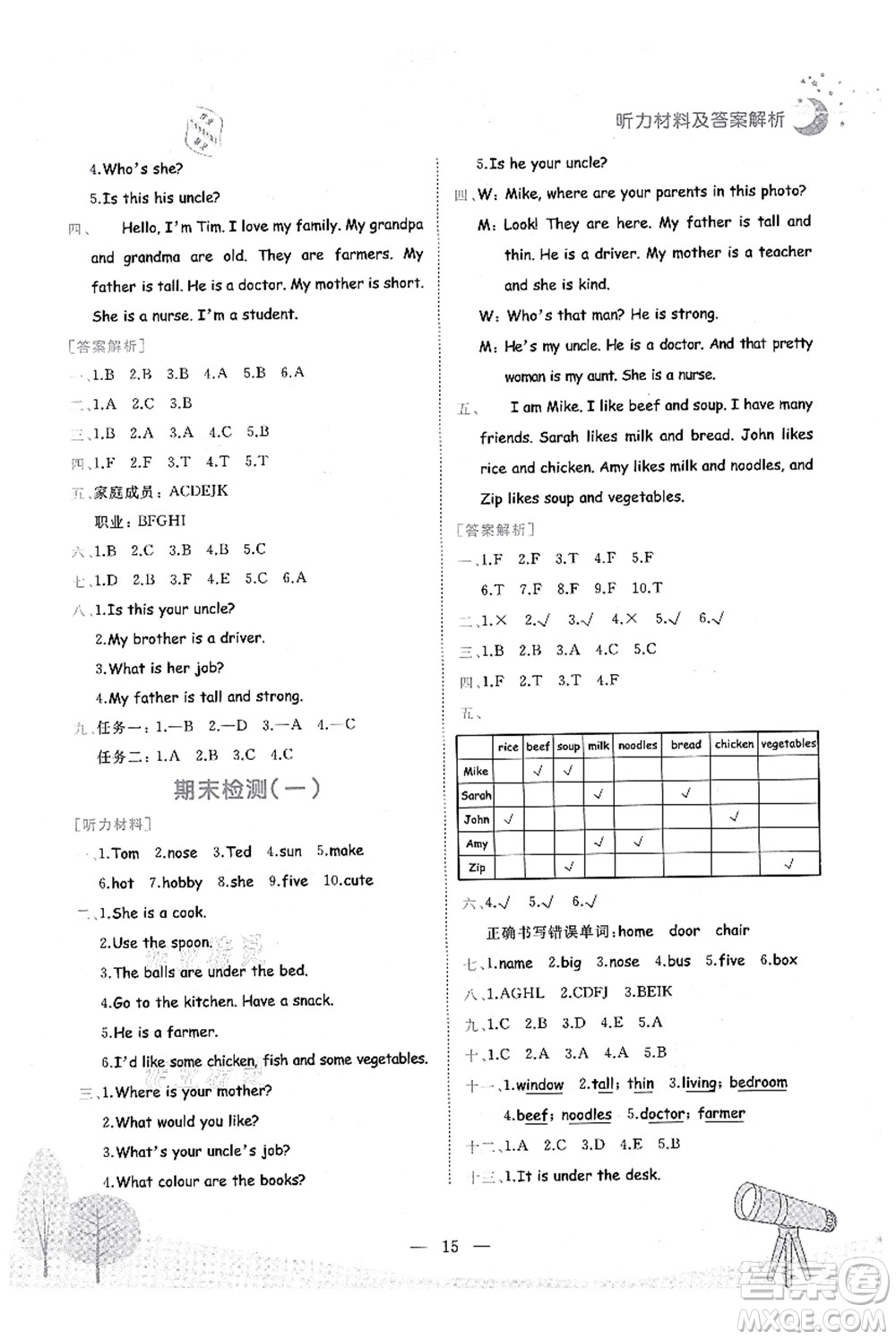 龍門書局2021黃岡小狀元作業(yè)本四年級(jí)英語(yǔ)上冊(cè)RP人教PEP版答案