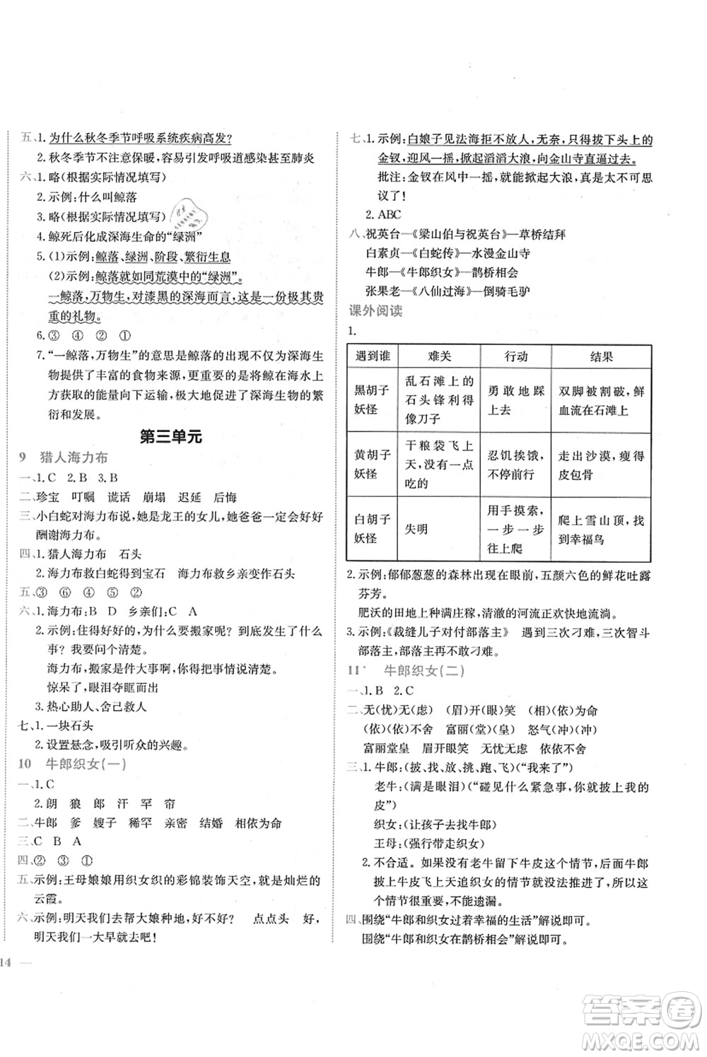 龍門(mén)書(shū)局2021黃岡小狀元作業(yè)本五年級(jí)語(yǔ)文上冊(cè)R人教版答案