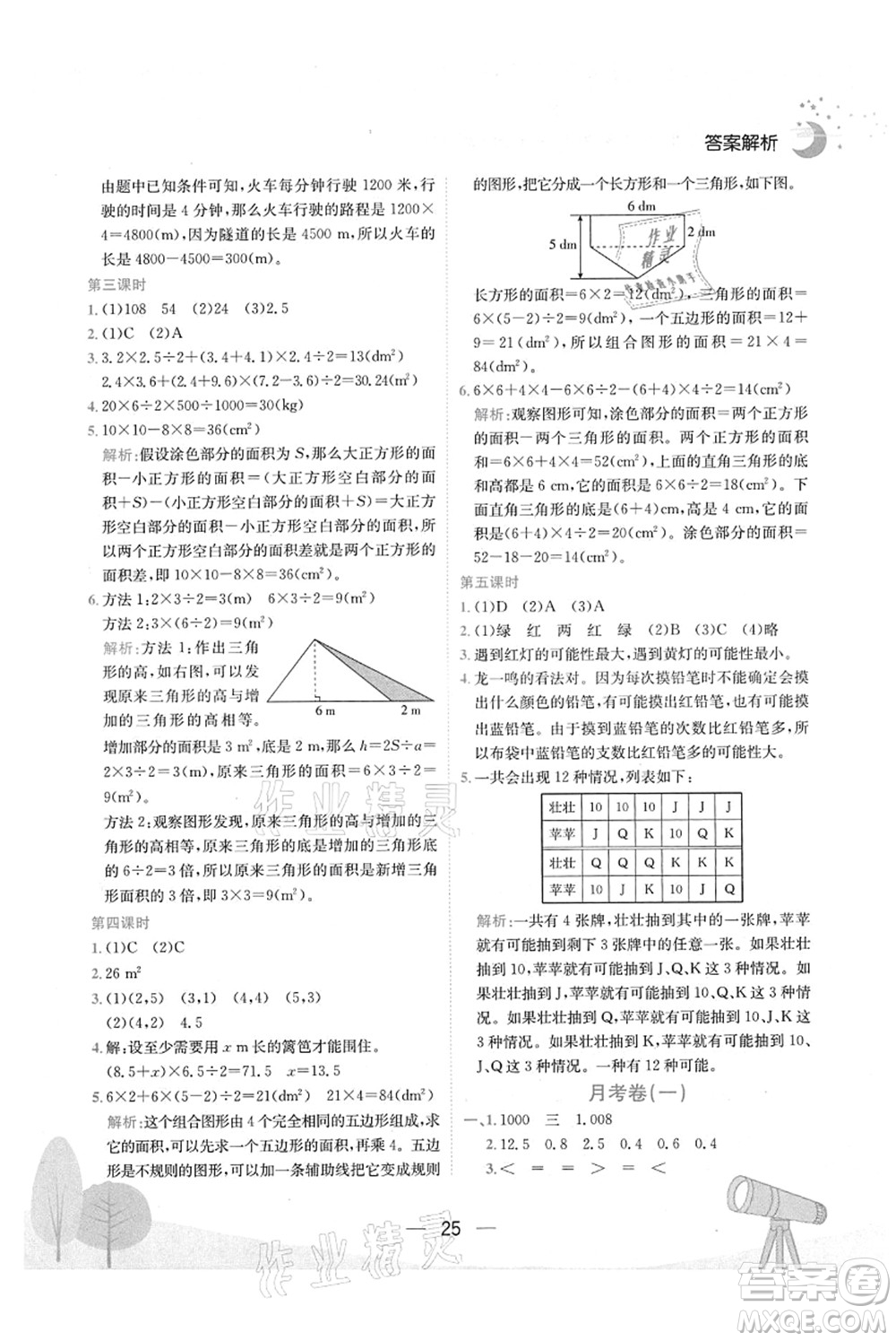 龍門書局2021黃岡小狀元作業(yè)本五年級數(shù)學(xué)上冊R人教版廣東專版答案