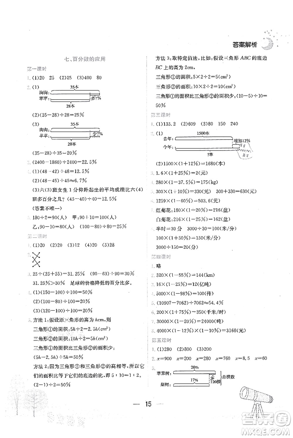 龍門書局2021黃岡小狀元作業(yè)本六年級數(shù)學(xué)上冊BS北師大版廣東專版答案