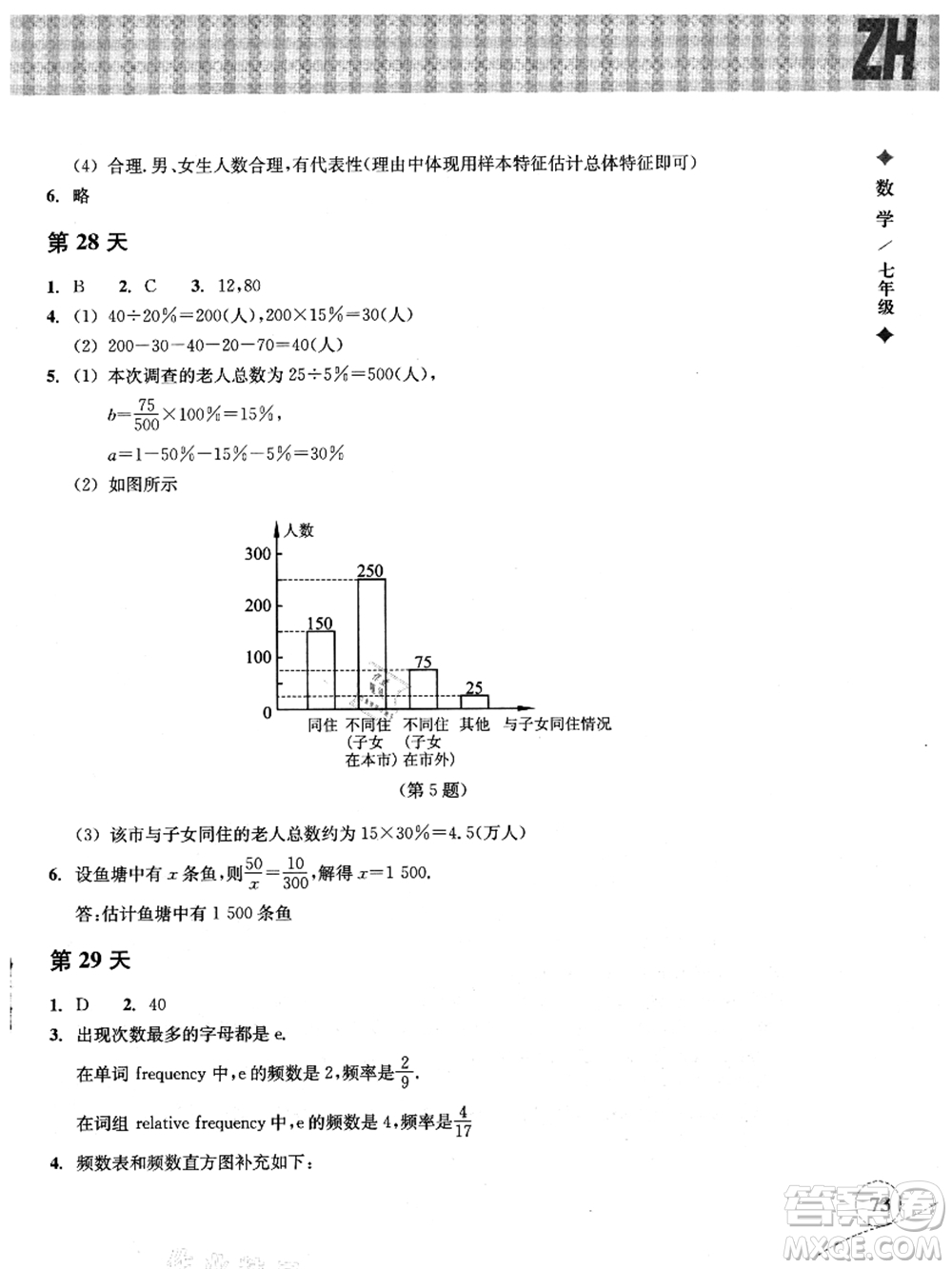 浙江教育出版社2021暑假作業(yè)本七年級(jí)數(shù)學(xué)ZH浙教版答案