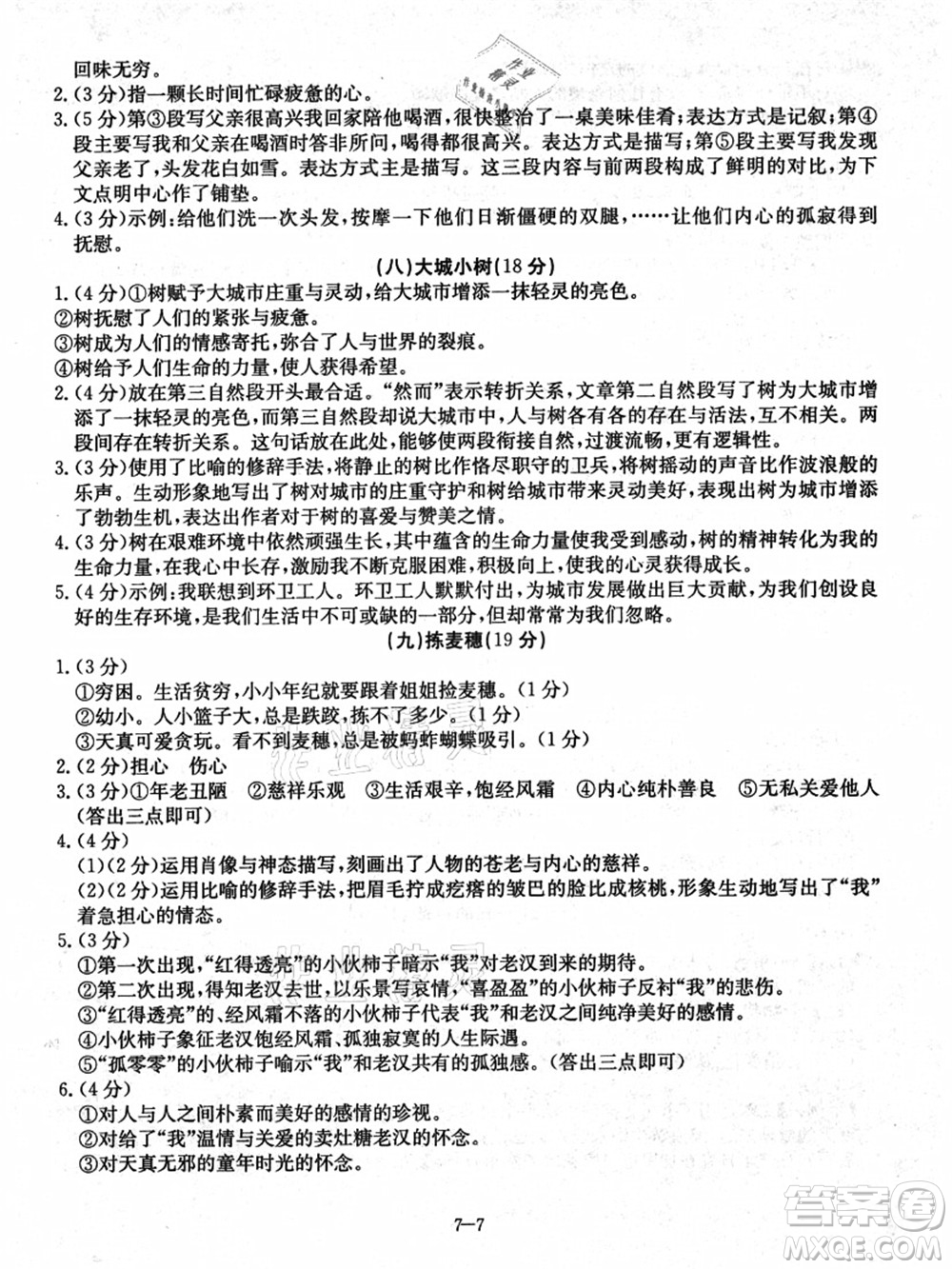 合肥工業(yè)大學(xué)出版社2021假期沖浪七年級(jí)語(yǔ)文人教版答案