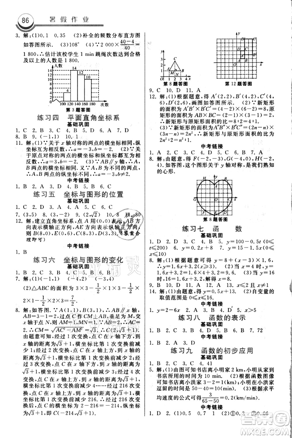 河北美術(shù)出版社2021暑假作業(yè)八年級數(shù)學(xué)答案