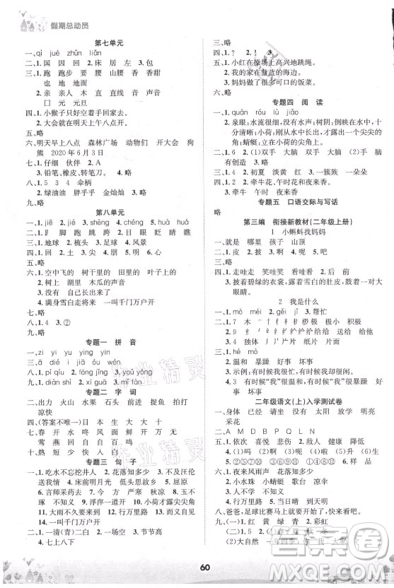 四川師范大學(xué)電子出版社2021假期總動員年度總復(fù)習(xí)語文一年級下冊人教版答案