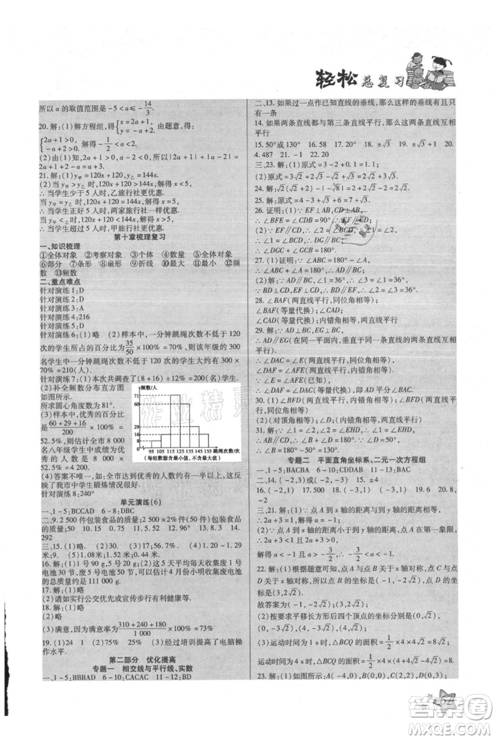 河北科學(xué)技術(shù)出版社2021輕松總復(fù)習(xí)假期作業(yè)輕松暑假七年級數(shù)學(xué)人教版參考答案