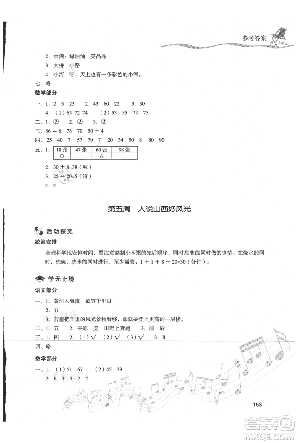現(xiàn)代教育出版社2021暑假樂園一年級(jí)合訂本通用版參考答案