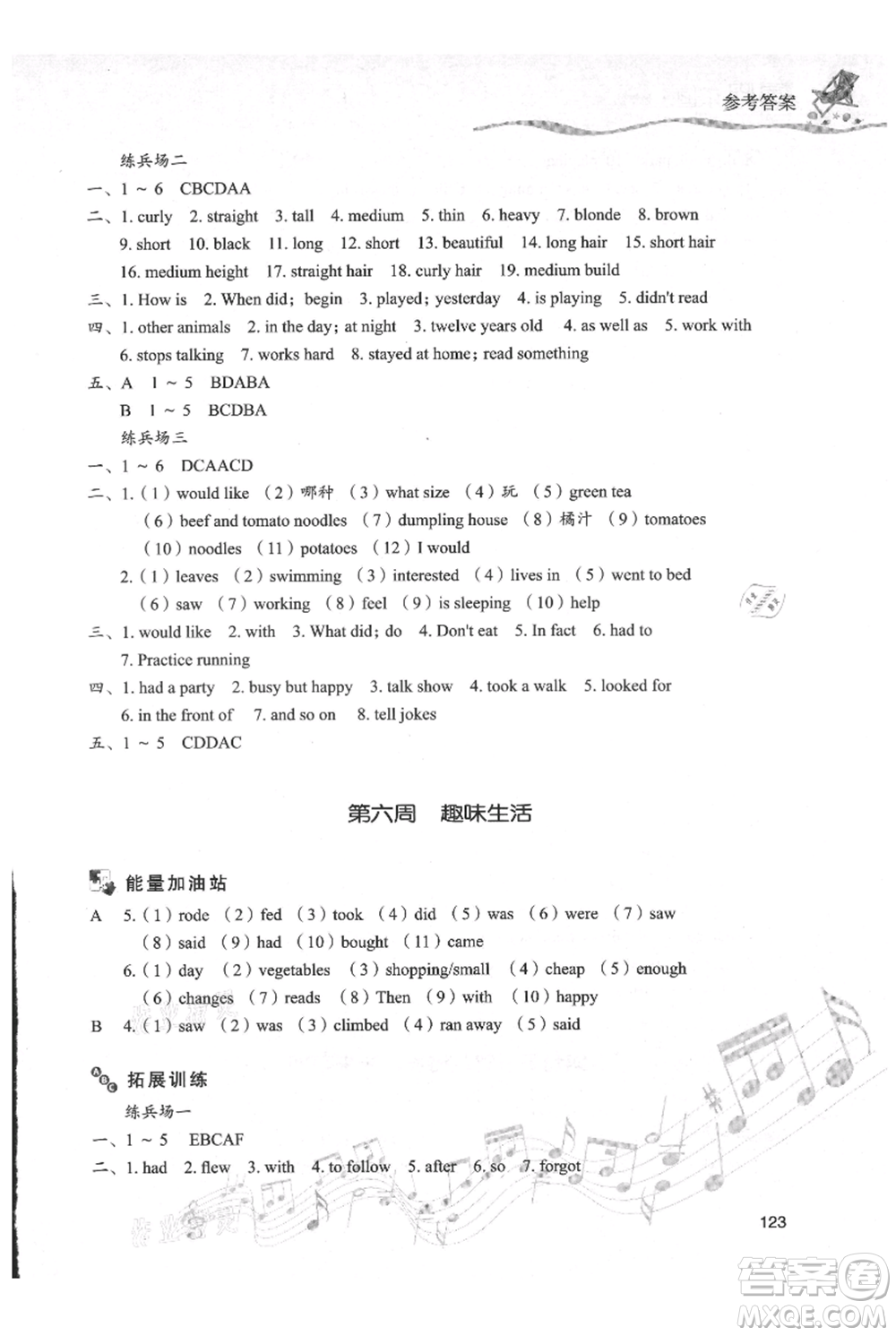 現(xiàn)代教育出版社2021暑假樂園七年級英語人教版參考答案