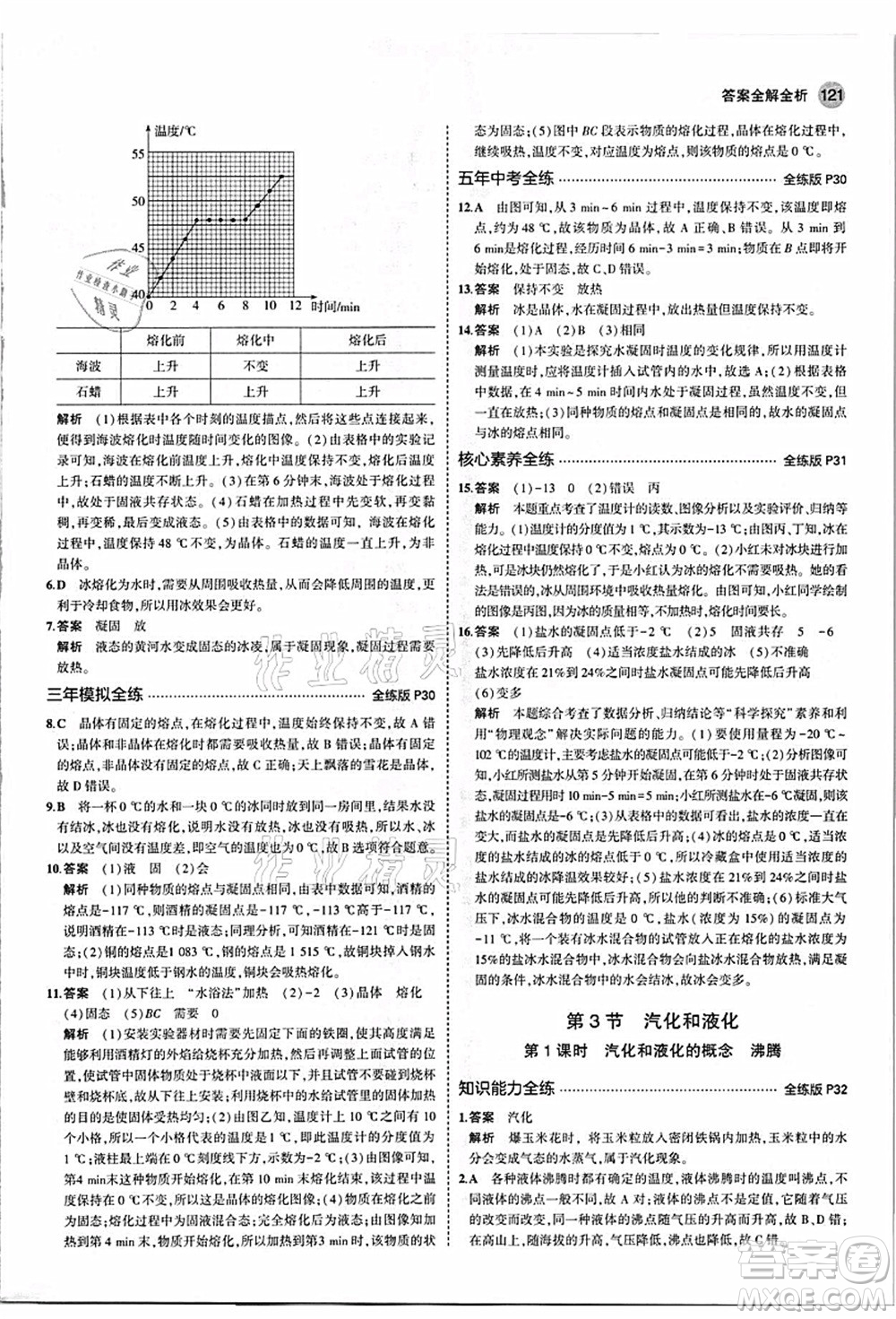 教育科學出版社2021秋5年中考3年模擬八年級物理上冊人教版答案