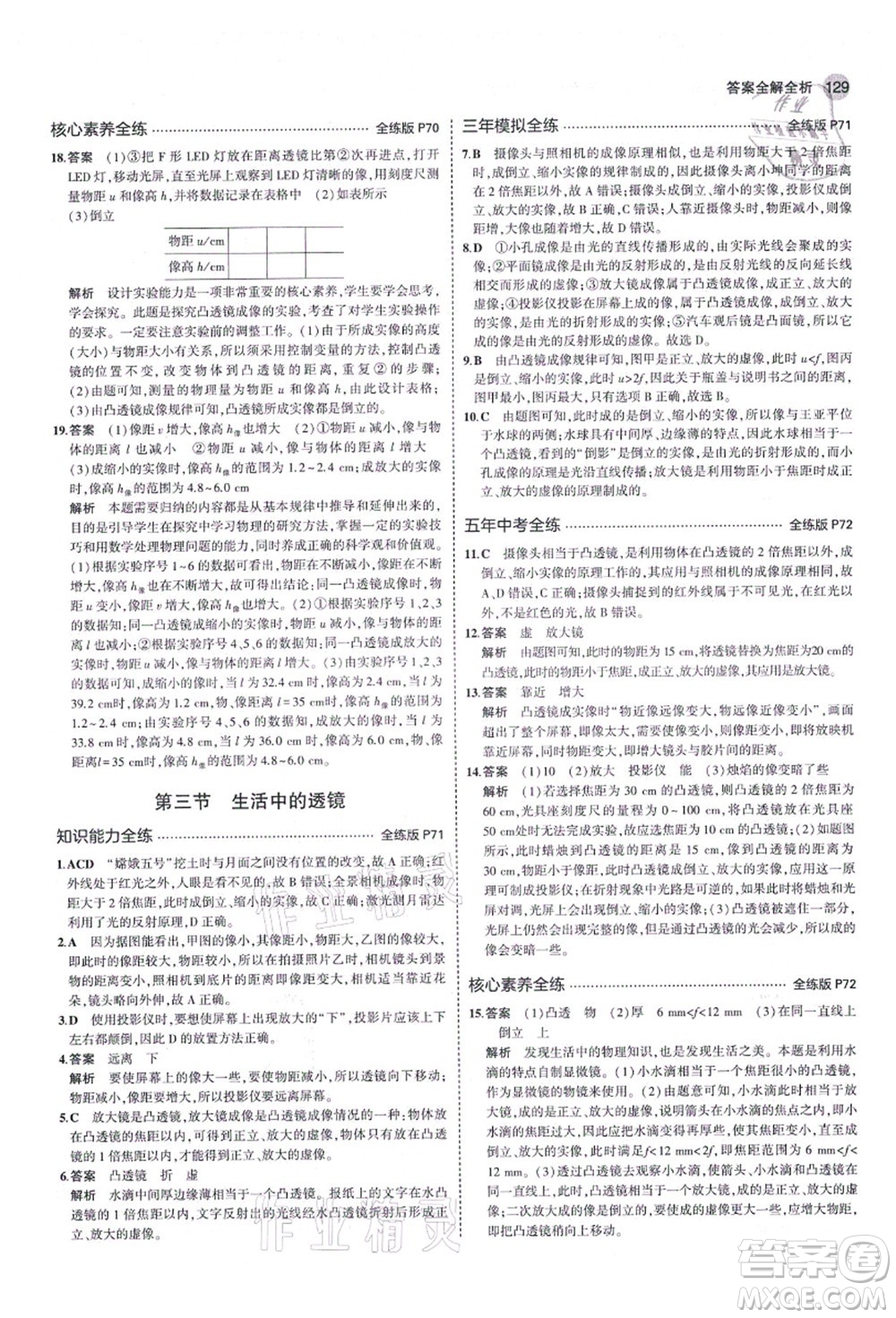 教育科學(xué)出版社2021秋5年中考3年模擬八年級(jí)物理上冊(cè)魯科版山東專(zhuān)版答案