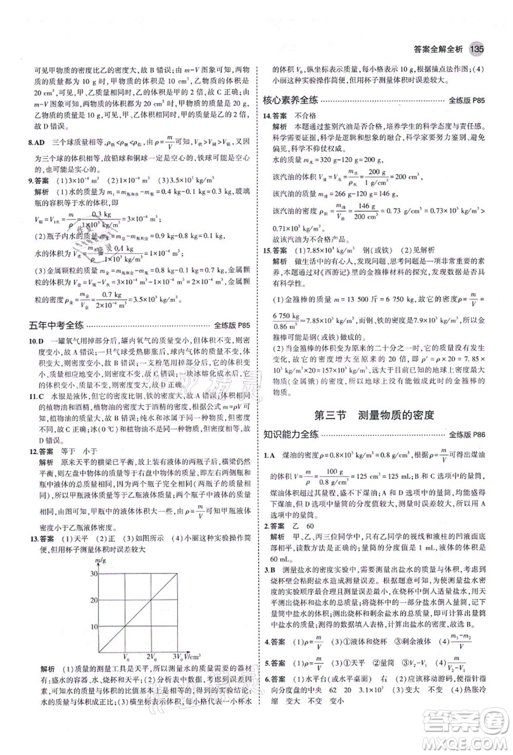 教育科學(xué)出版社2021秋5年中考3年模擬八年級(jí)物理上冊(cè)魯科版山東專(zhuān)版答案