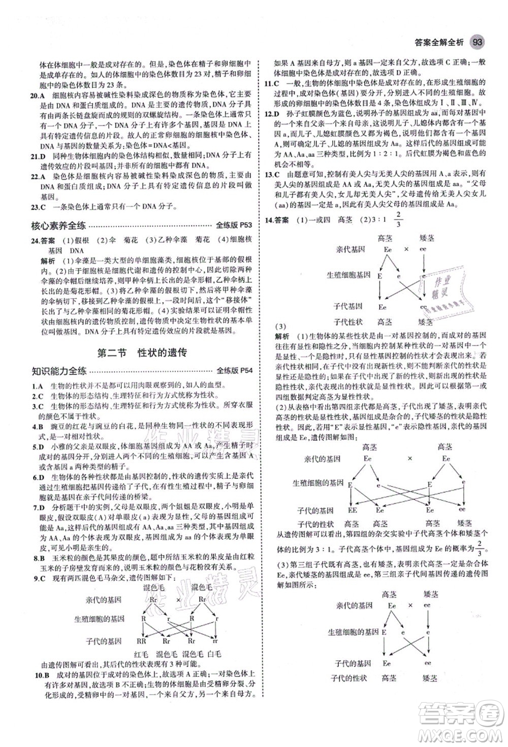 教育科學(xué)出版社2021秋5年中考3年模擬八年級生物上冊濟(jì)南版答案