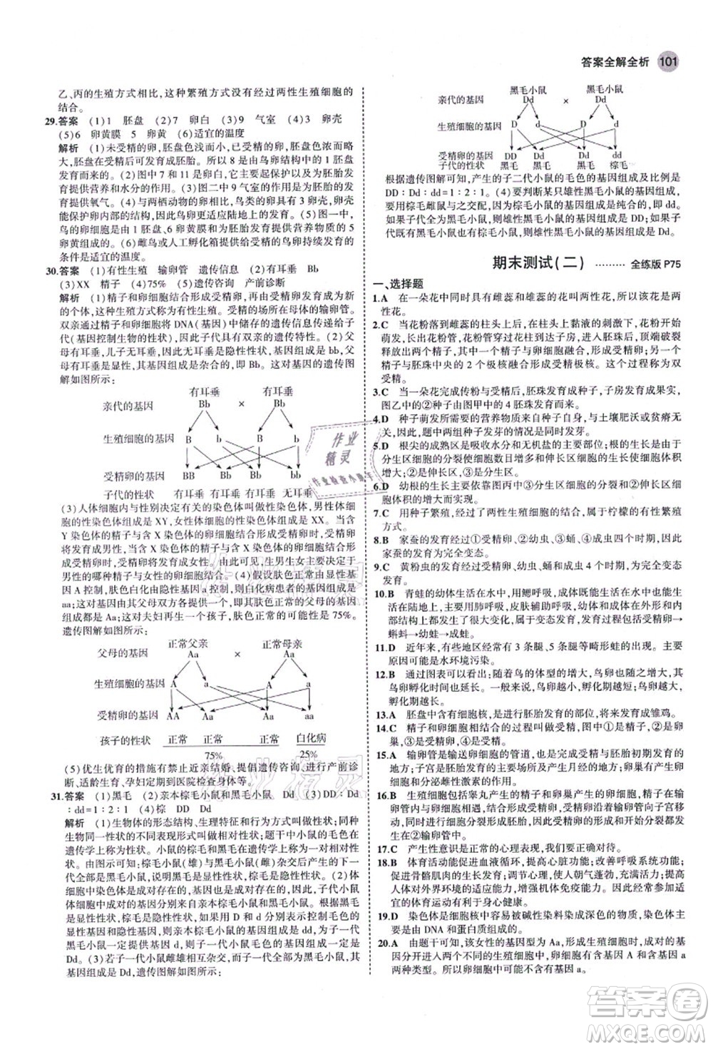 教育科學(xué)出版社2021秋5年中考3年模擬八年級生物上冊濟(jì)南版答案