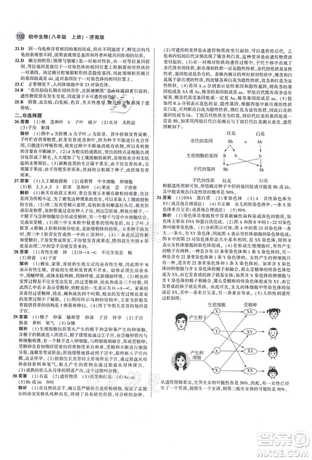 教育科學(xué)出版社2021秋5年中考3年模擬八年級生物上冊濟(jì)南版答案