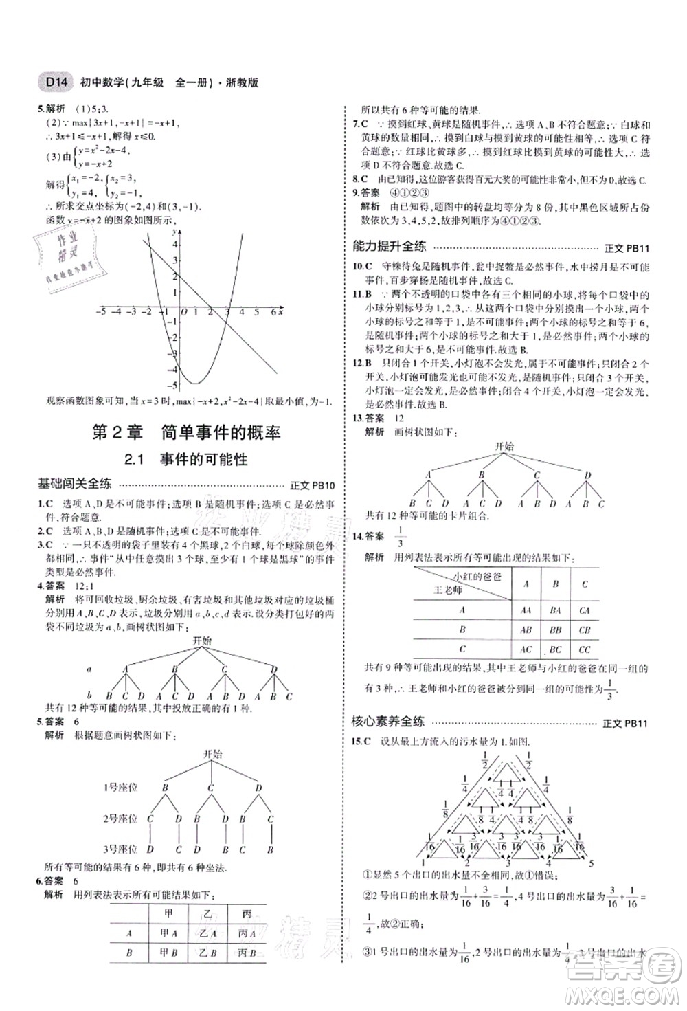 教育科學(xué)出版社2021秋5年中考3年模擬九年級(jí)數(shù)學(xué)全一冊(cè)AB本浙教版答案
