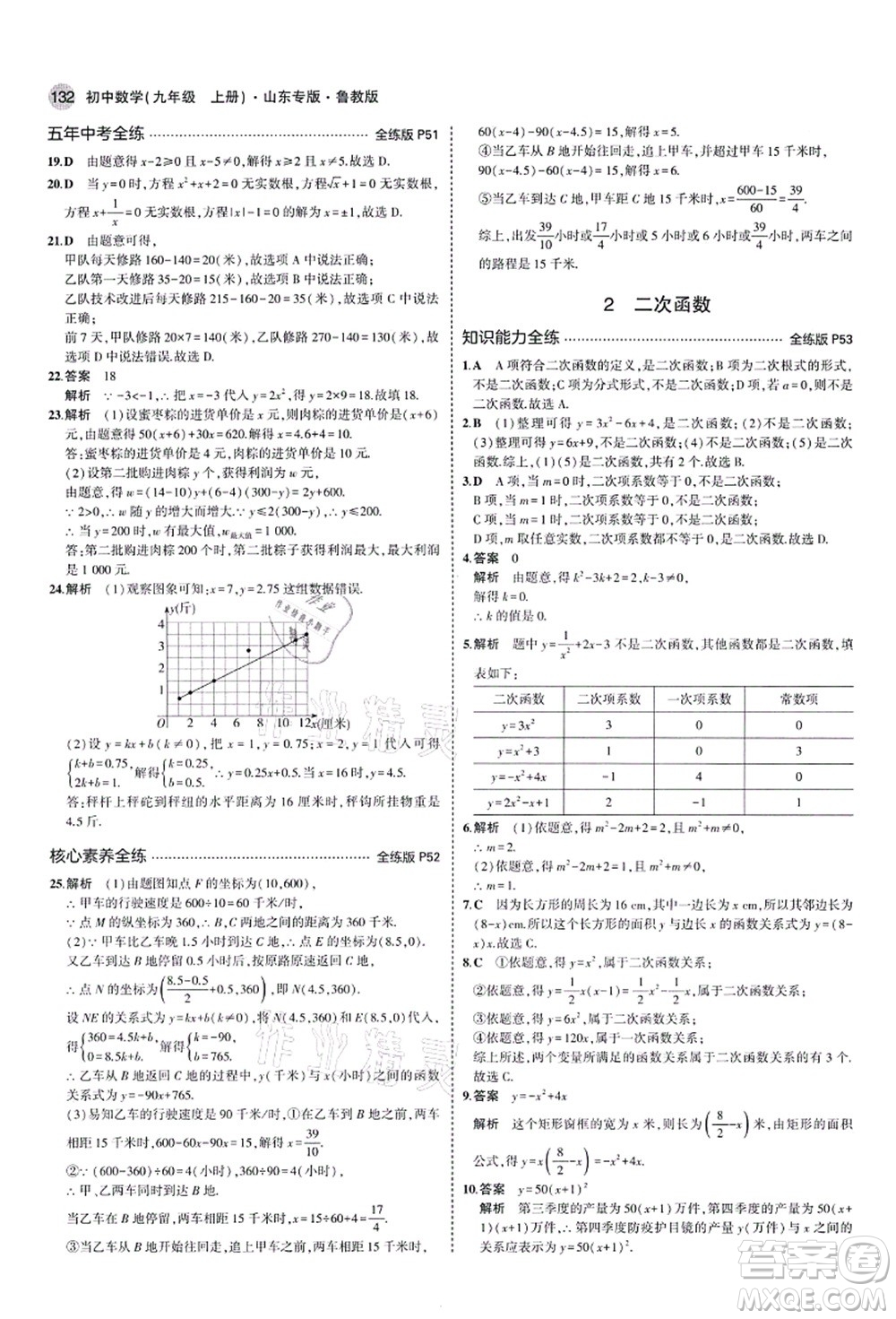 教育科學(xué)出版社2021秋5年中考3年模擬九年級(jí)數(shù)學(xué)上冊(cè)魯教版山東專版答案