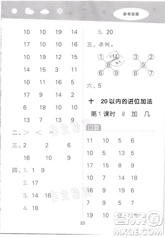 地質(zhì)出版社2021秋季小兒郎小學(xué)口算大通關(guān)數(shù)學(xué)一年級(jí)上冊(cè)蘇教版答案