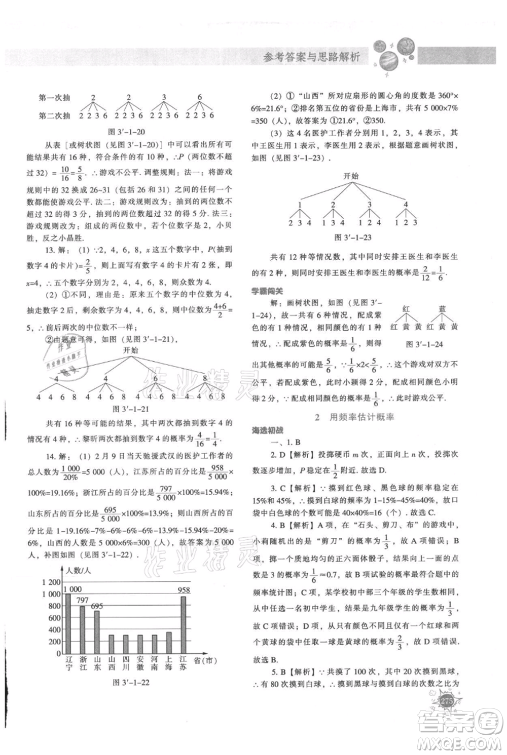 遼寧教育出版社2021尖子生題庫九年級上冊數學北師大版參考答案