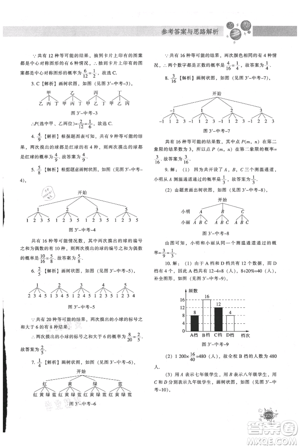 遼寧教育出版社2021尖子生題庫九年級上冊數學北師大版參考答案