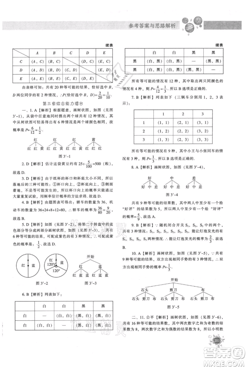 遼寧教育出版社2021尖子生題庫九年級上冊數學北師大版參考答案