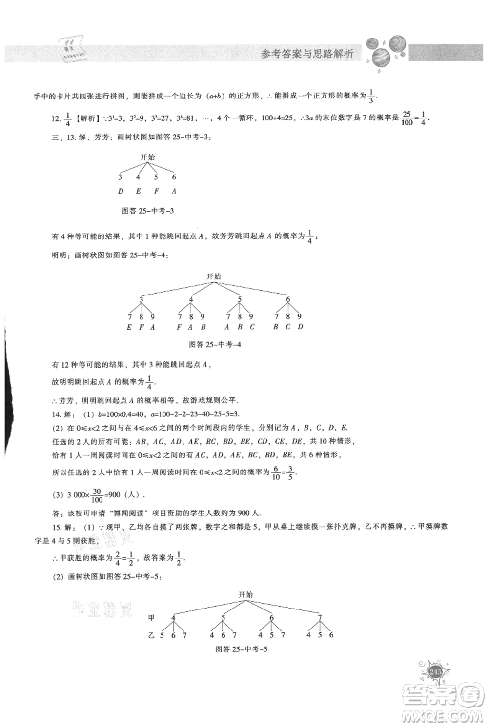 遼寧教育出版社2021尖子生題庫(kù)九年級(jí)上冊(cè)數(shù)學(xué)人教版參考答案