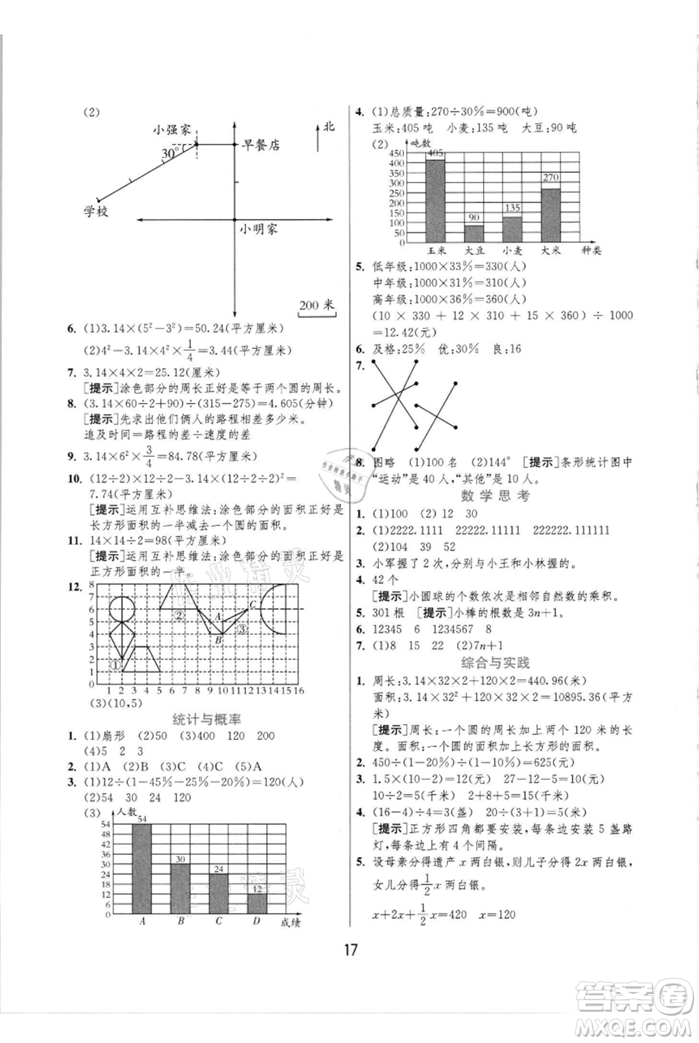江蘇人民出版社2021實驗班提優(yōu)訓(xùn)練六年級上冊數(shù)學(xué)人教版參考答案