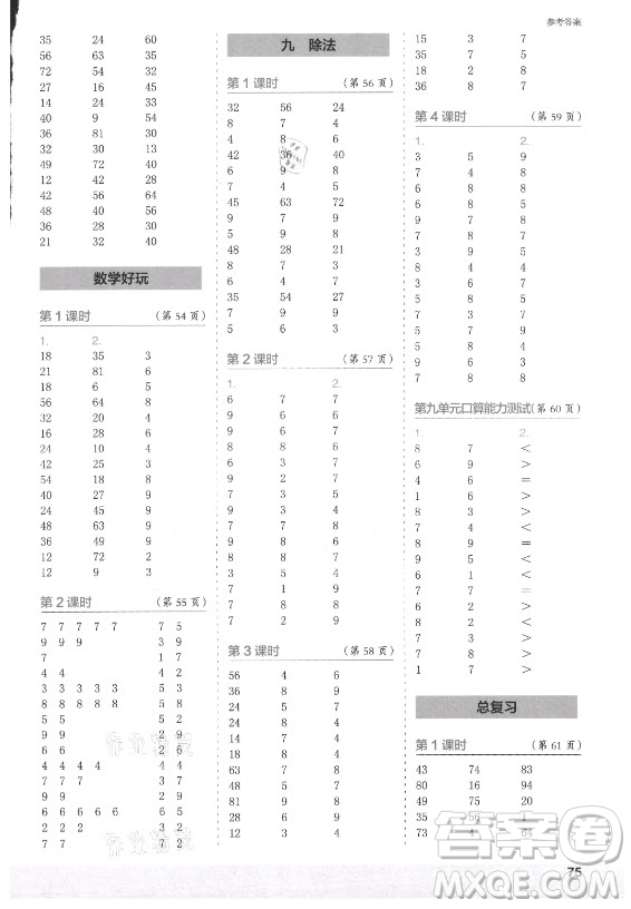 江蘇鳳凰少年兒童出版社2021口算小狀元口算速算天天練小學數(shù)學二年級上冊北師大版答案