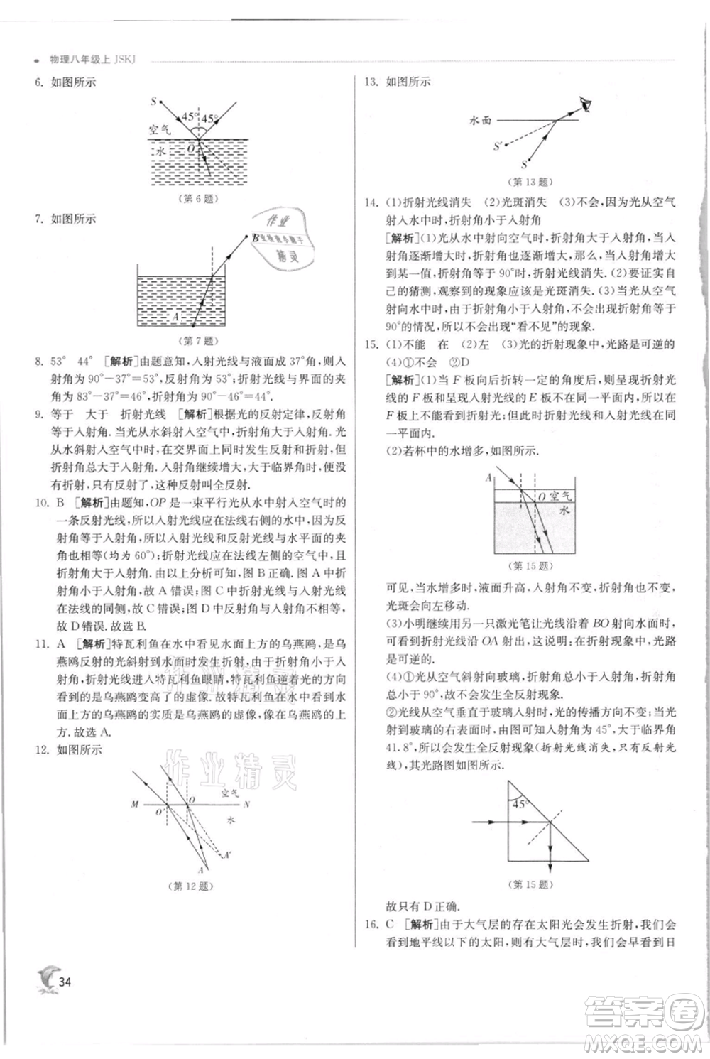 江蘇人民出版社2021實(shí)驗(yàn)班提優(yōu)訓(xùn)練八年級(jí)上冊(cè)物理蘇科版江蘇專(zhuān)版參考答案