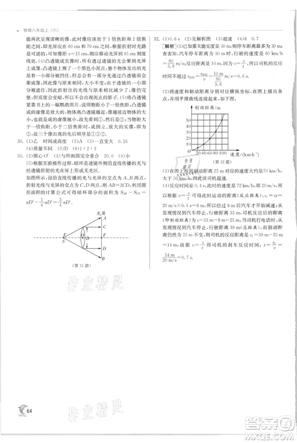 江蘇人民出版社2021實(shí)驗(yàn)班提優(yōu)訓(xùn)練八年級(jí)上冊(cè)物理蘇科版江蘇專(zhuān)版參考答案