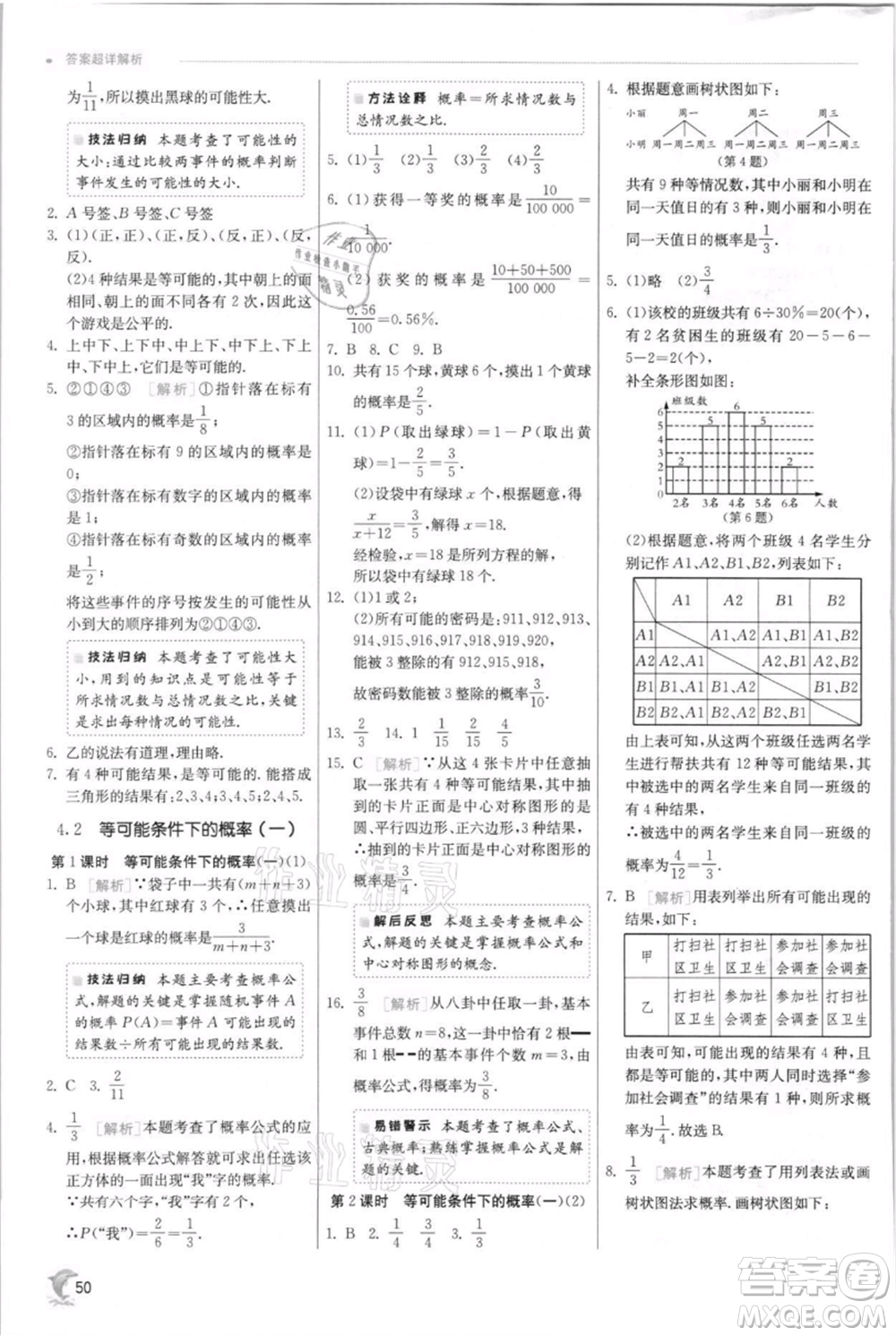 江蘇人民出版社2021實驗班提優(yōu)訓(xùn)練九年級上冊數(shù)學(xué)蘇科版江蘇專版參考答案
