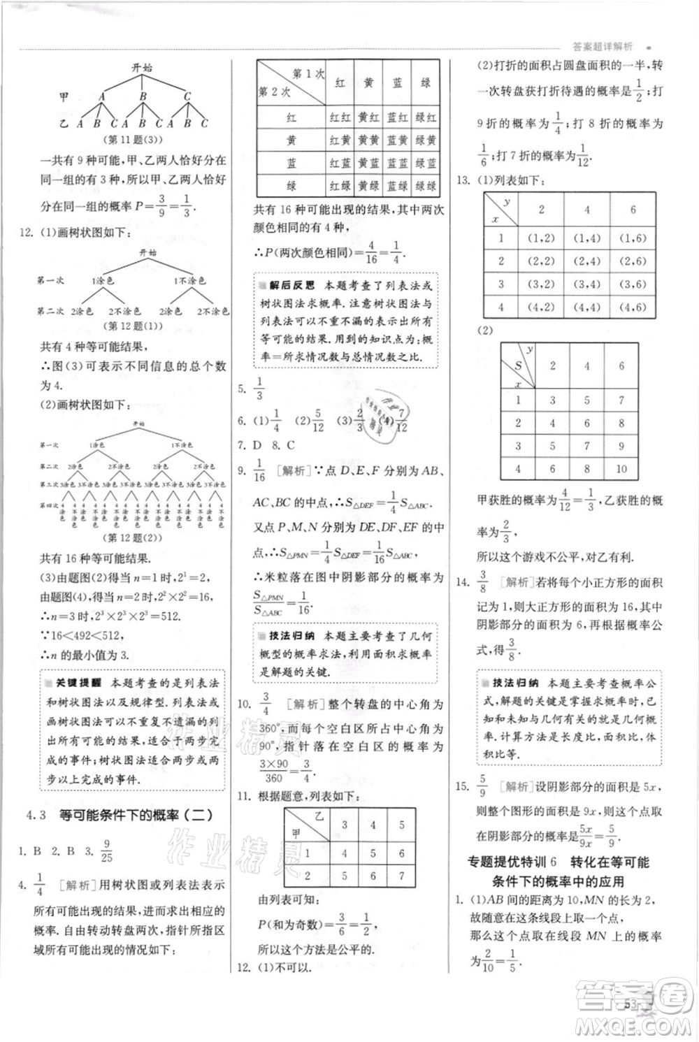 江蘇人民出版社2021實驗班提優(yōu)訓(xùn)練九年級上冊數(shù)學(xué)蘇科版江蘇專版參考答案