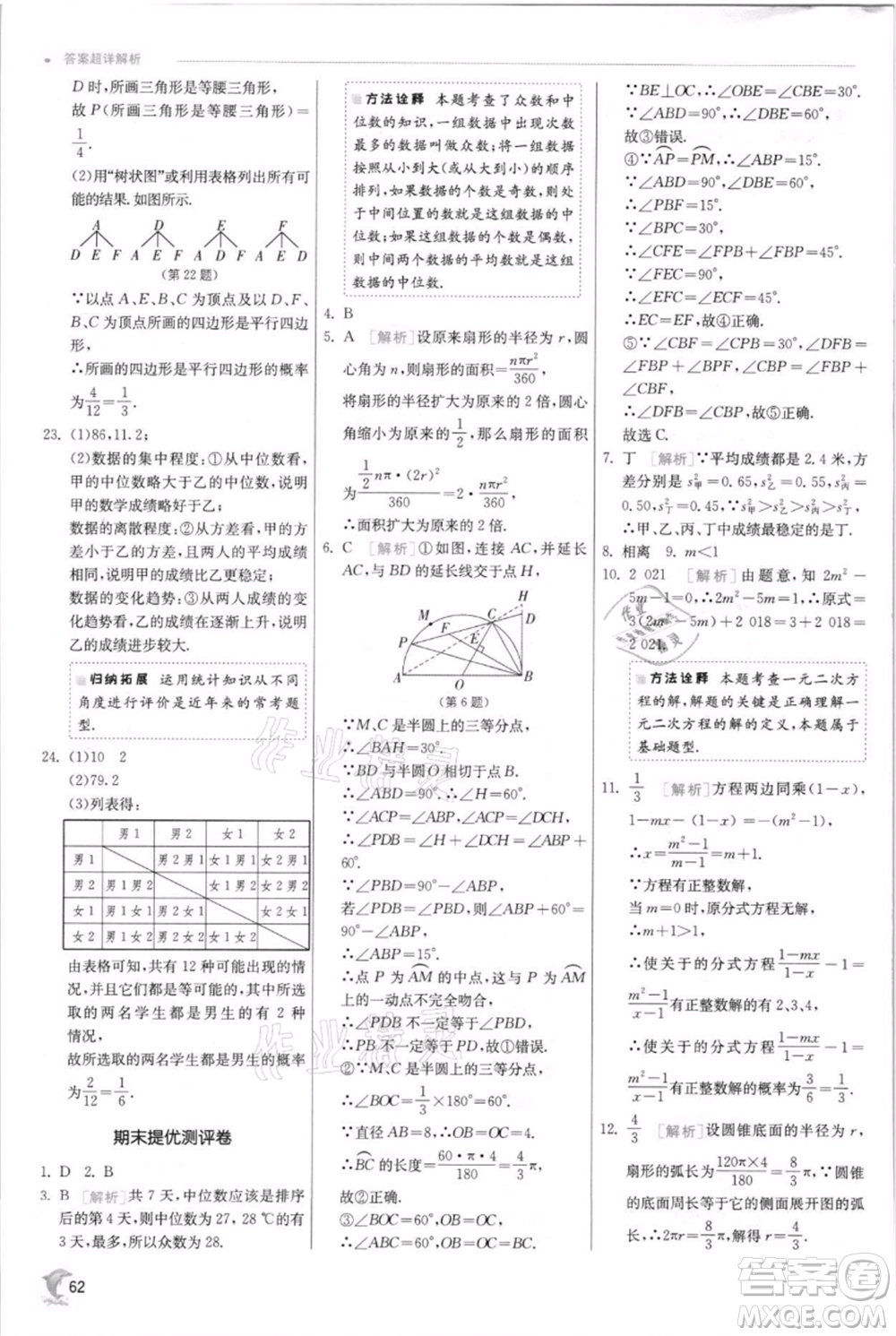 江蘇人民出版社2021實驗班提優(yōu)訓(xùn)練九年級上冊數(shù)學(xué)蘇科版江蘇專版參考答案