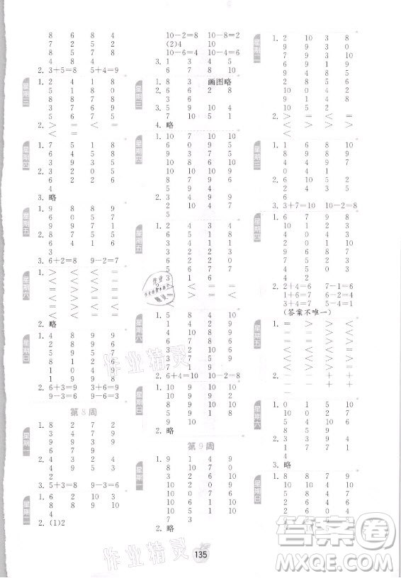 江蘇人民出版社2021小學(xué)數(shù)學(xué)計算高手一年級上冊人教版答案