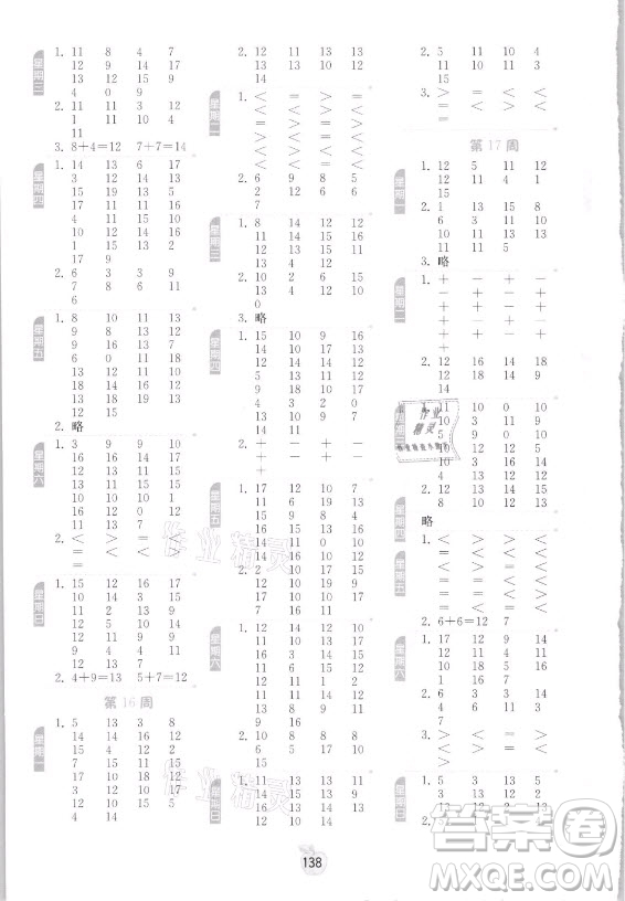 江蘇人民出版社2021小學(xué)數(shù)學(xué)計算高手一年級上冊人教版答案