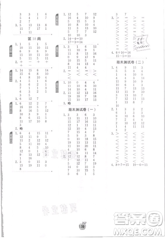 江蘇人民出版社2021小學(xué)數(shù)學(xué)計算高手一年級上冊人教版答案