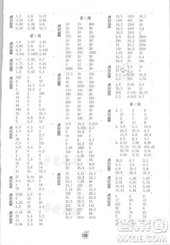 江蘇人民出版社2021小學(xué)數(shù)學(xué)計算高手五年級上冊人教版答案