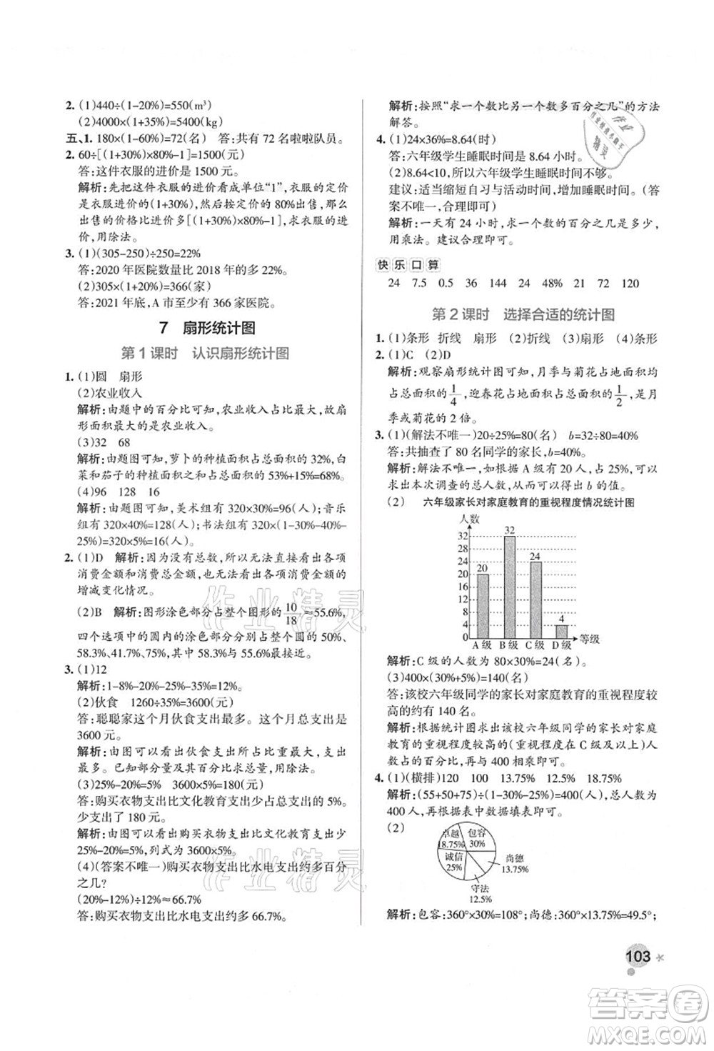 遼寧教育出版社2021秋季小學學霸作業(yè)本六年級數(shù)學上冊RJ人教版答案