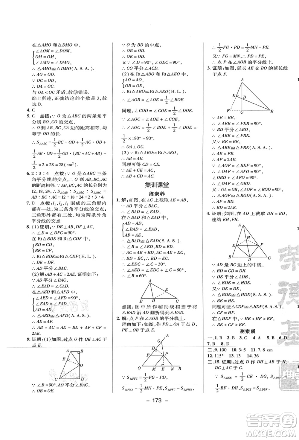 陜西人民教育出版社2021典中點(diǎn)綜合應(yīng)用創(chuàng)新題八年級(jí)數(shù)學(xué)上冊(cè)HS華師大版答案