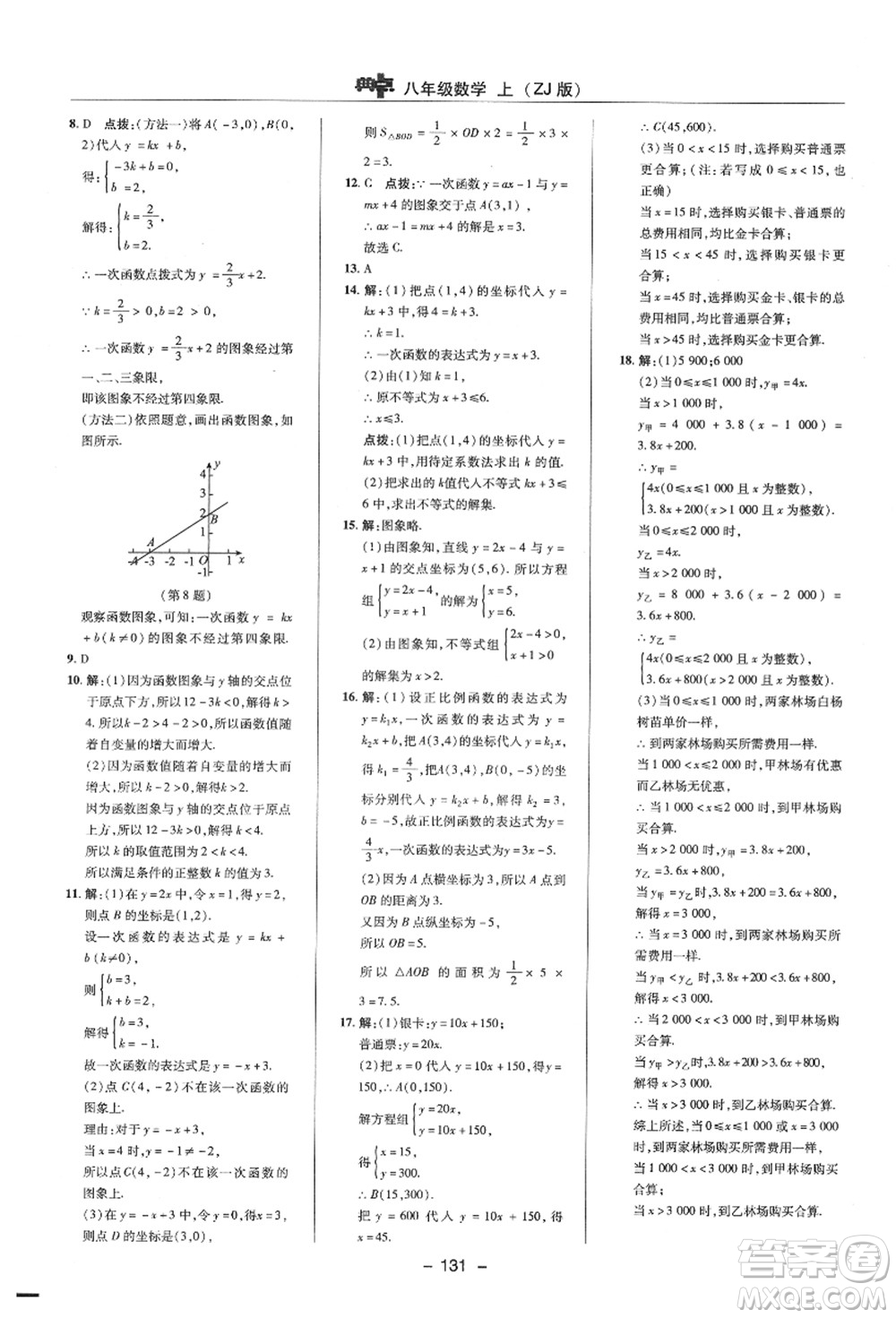 陜西人民教育出版社2021典中點(diǎn)綜合應(yīng)用創(chuàng)新題八年級數(shù)學(xué)上冊ZJ浙教版答案