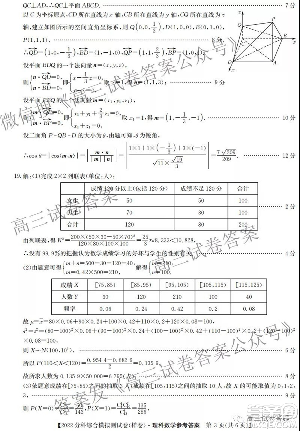 2022屆全國高考分科綜合模擬測試卷理科數(shù)學試卷及答案