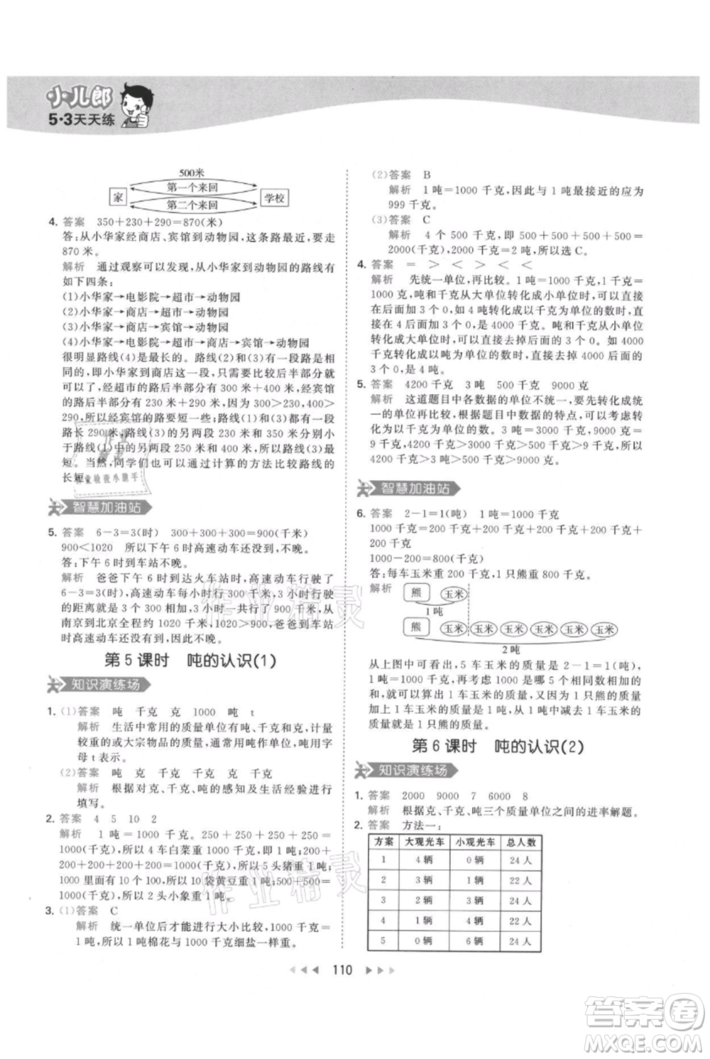教育科學(xué)出版社2021年53天天練三年級上冊數(shù)學(xué)人教版參考答案
