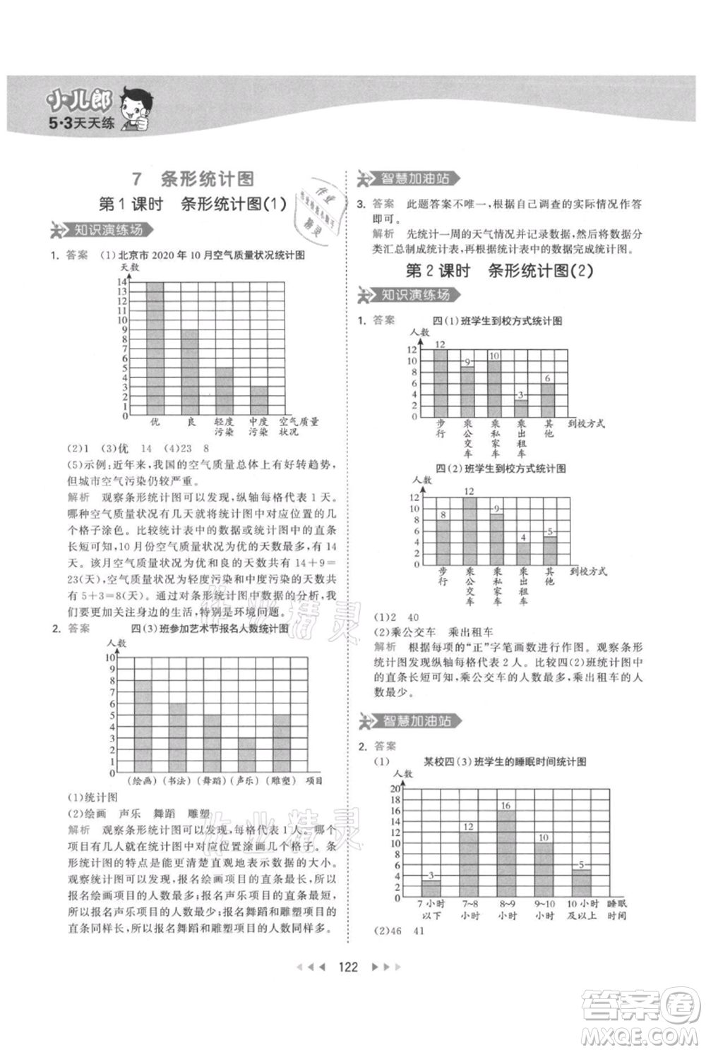 教育科學(xué)出版社2021年53天天練四年級(jí)上冊(cè)數(shù)學(xué)人教版參考答案