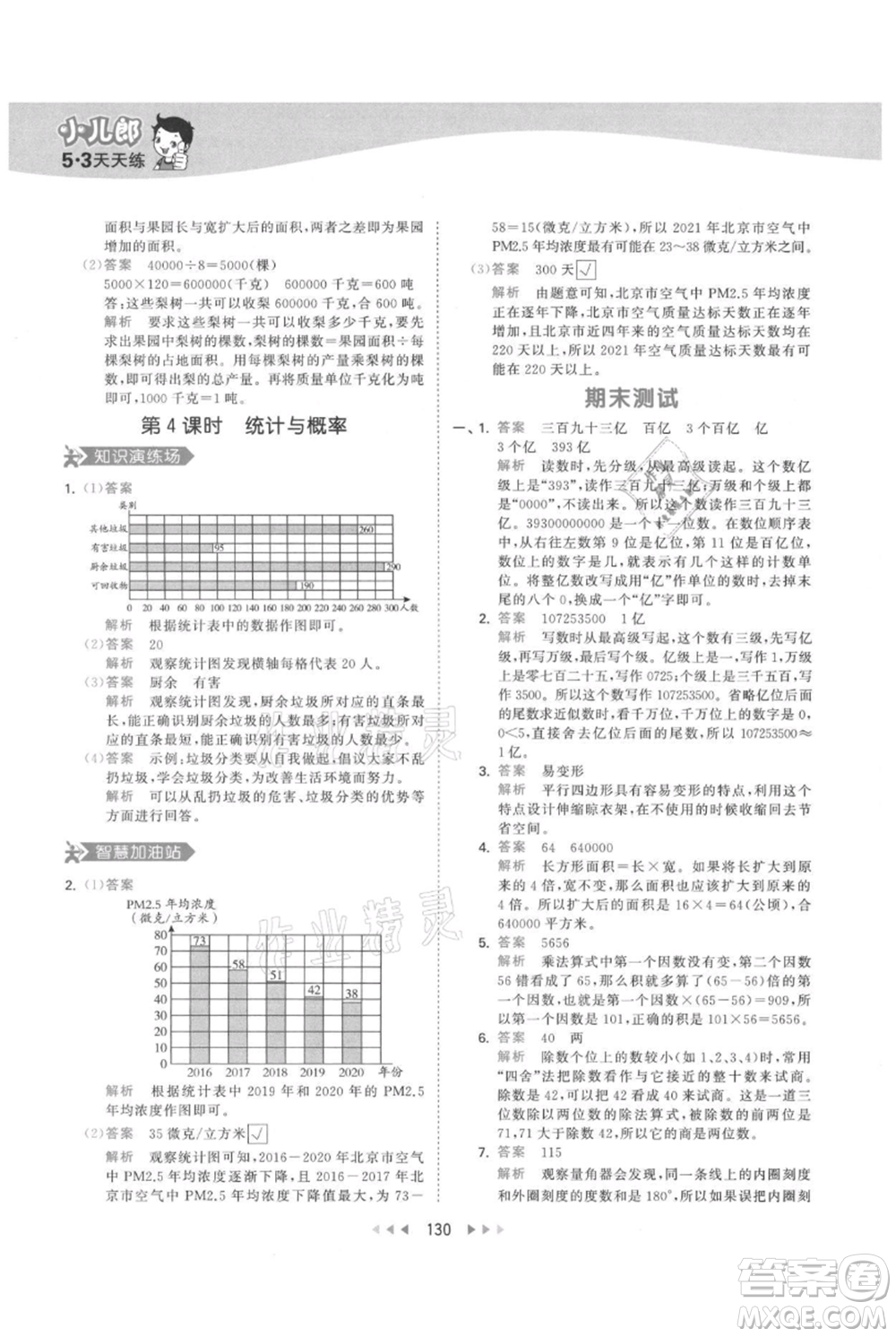 教育科學(xué)出版社2021年53天天練四年級(jí)上冊(cè)數(shù)學(xué)人教版參考答案