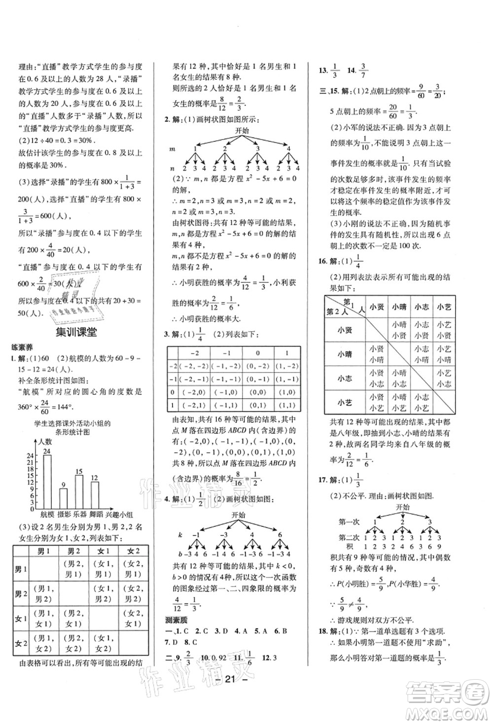 陜西人民教育出版社2021典中點(diǎn)綜合應(yīng)用創(chuàng)新題九年級(jí)數(shù)學(xué)上冊(cè)BS北師大版答案