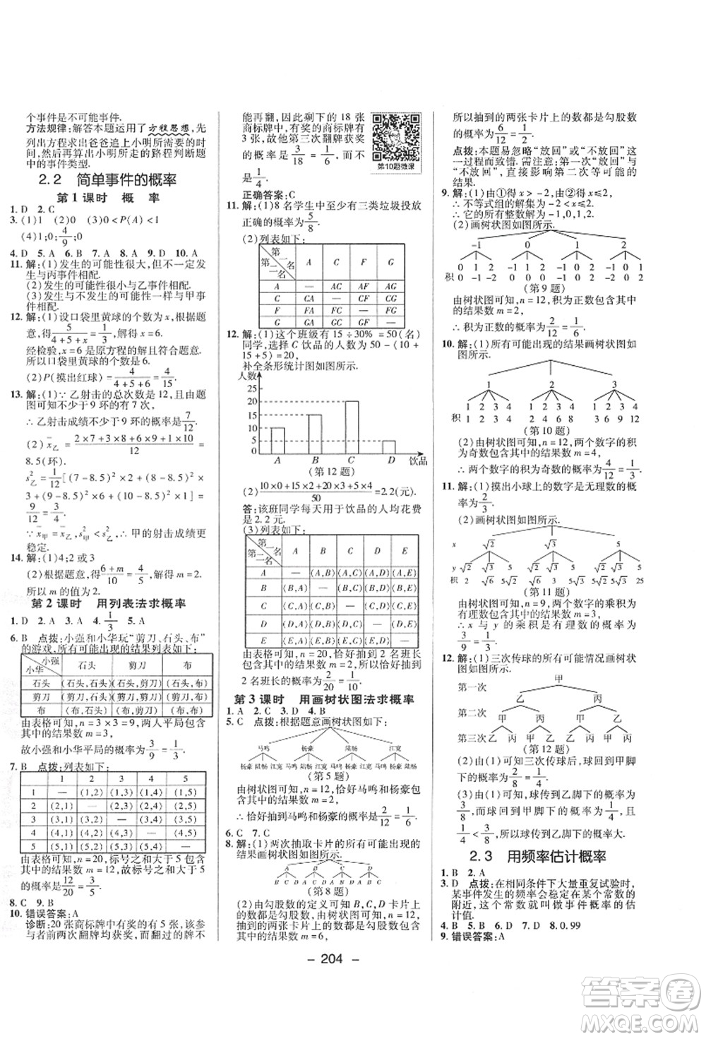 陜西人民教育出版社2021典中點(diǎn)綜合應(yīng)用創(chuàng)新題九年級(jí)數(shù)學(xué)全一冊ZJ浙教版答案