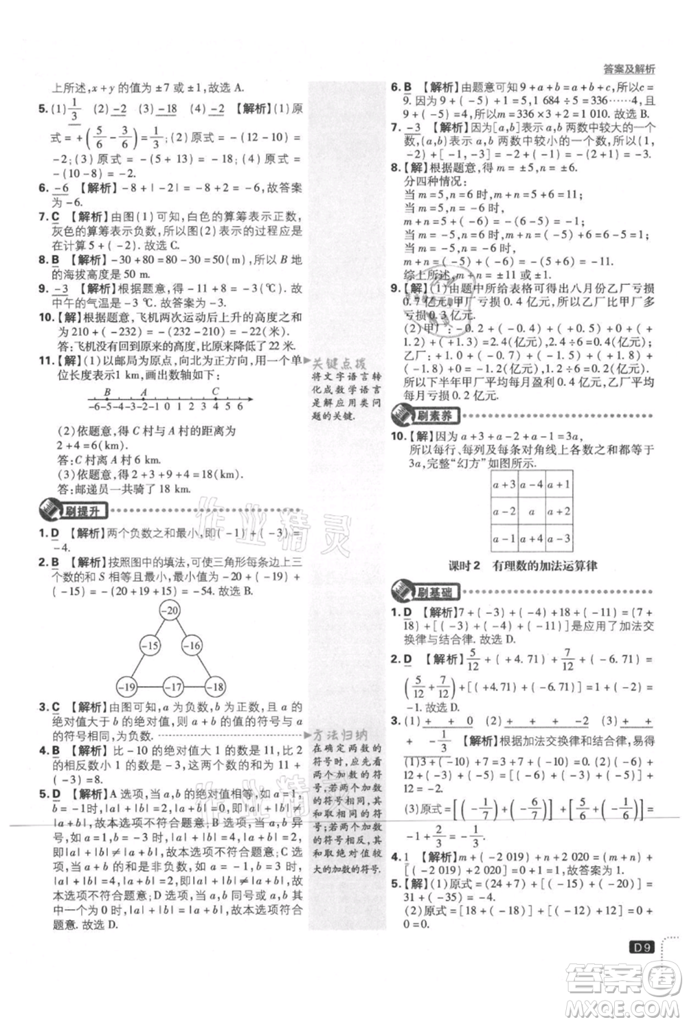 開(kāi)明出版社2021初中必刷題七年級(jí)上冊(cè)數(shù)學(xué)北師大版參考答案