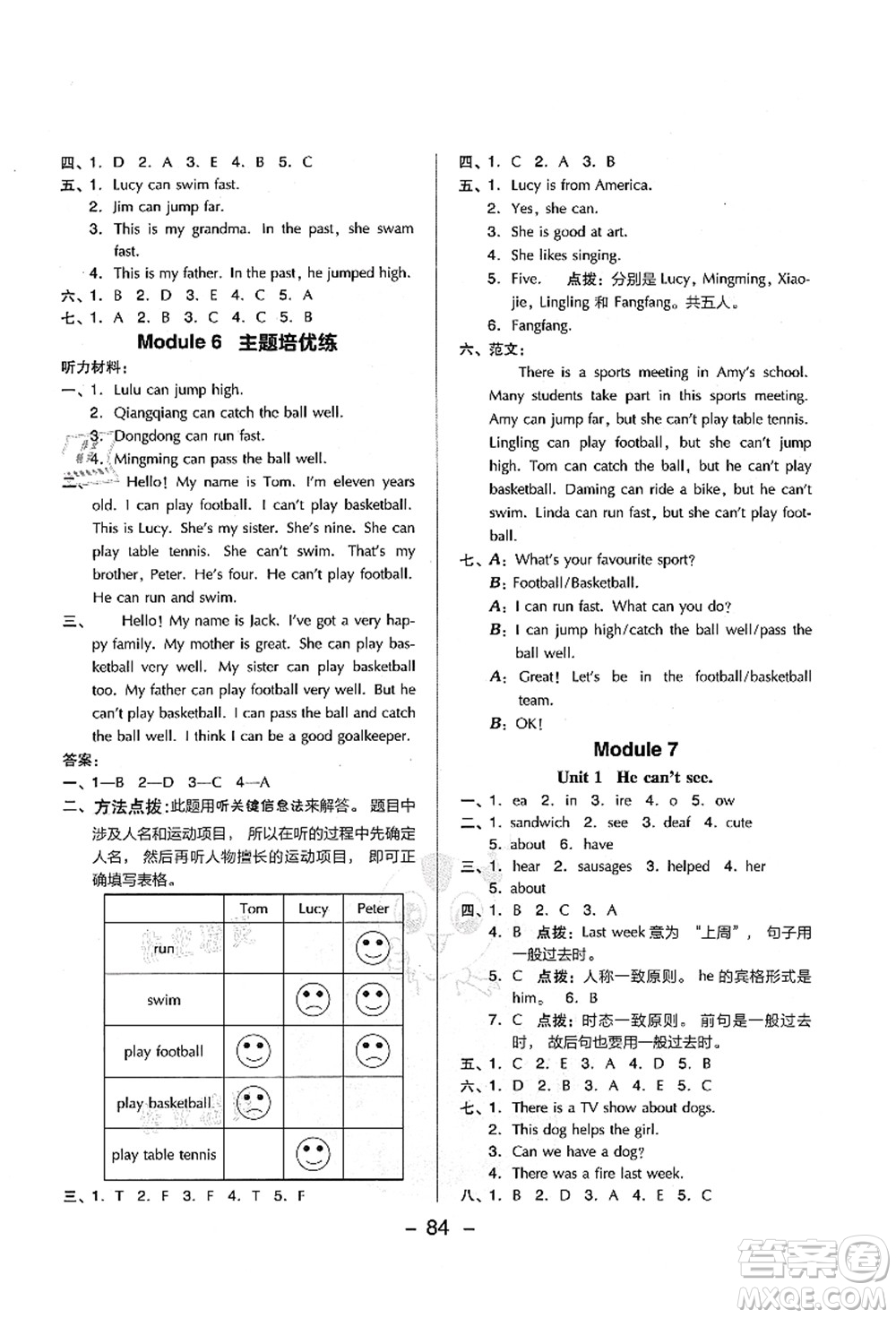 吉林教育出版社2021典中點綜合應用創(chuàng)新題五年級英語上冊WY外研版山西專版答案